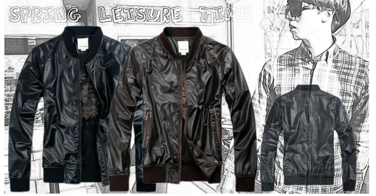 Men's Fashion Check Washed Leather Perfect Casual Jackets