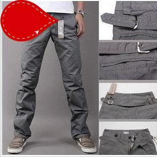 The Explosion of K808 Inclined to Pocket the Fashion 100% Cotton Leisure Straight Canister Trousers