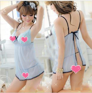 SuZeEr Underwear Moon Month White Gauze Sexy Lingerie (Pajamas + T-shaped Pants)