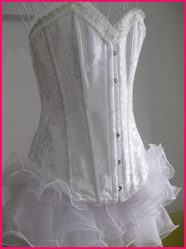 Free Shipping Wedding Dress Corset White and Black with G-string