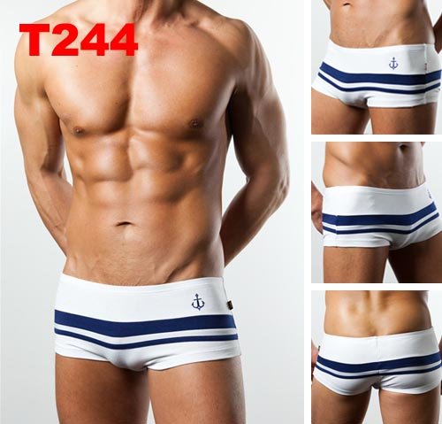 12 PCS New 100% Cotton Men's Sexy Underwear Blue/White Boxers Briefs