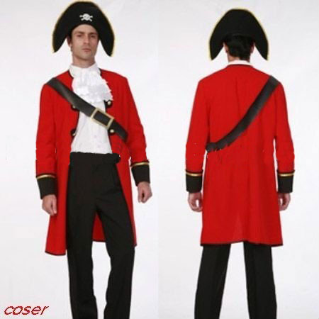 Red Full Length Single Breasted Worsted Halloween Costumes