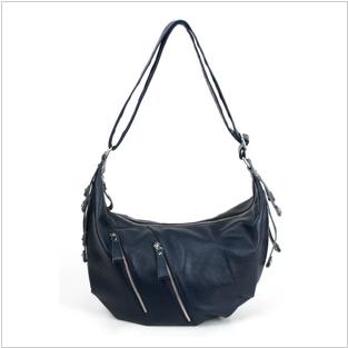 Black Zipper Genuine Leather Embossing Bags