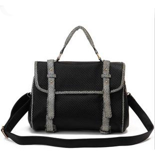 Women's Black Casual Leather Shoulder Messenger Bag
