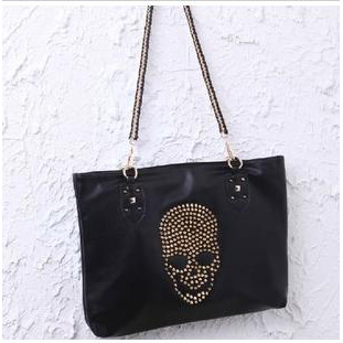 Women's Iron Chain Rhinestone Leather Messenger Shoulder Bag / Handbag