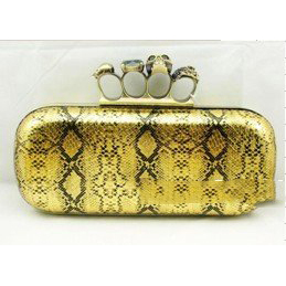 Knuckle Duster Clutch with Snake Skin Skull and Four Finger