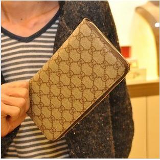 Men's Brown Glamour Zipper Rectangle Leather Wallet