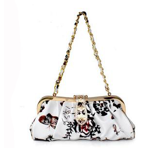 Elegant Flower Style Iron Chain Ladies' Clutch Handbag