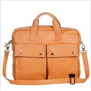 Orange With Zippers Leather Laptop Bag