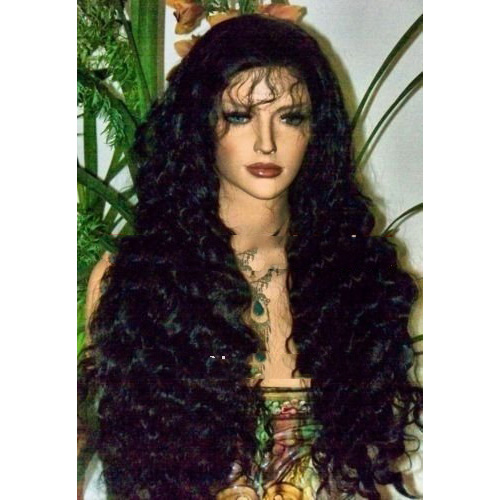 Full Lace Cap Indian Remy Long Small Waves Rolled Wig