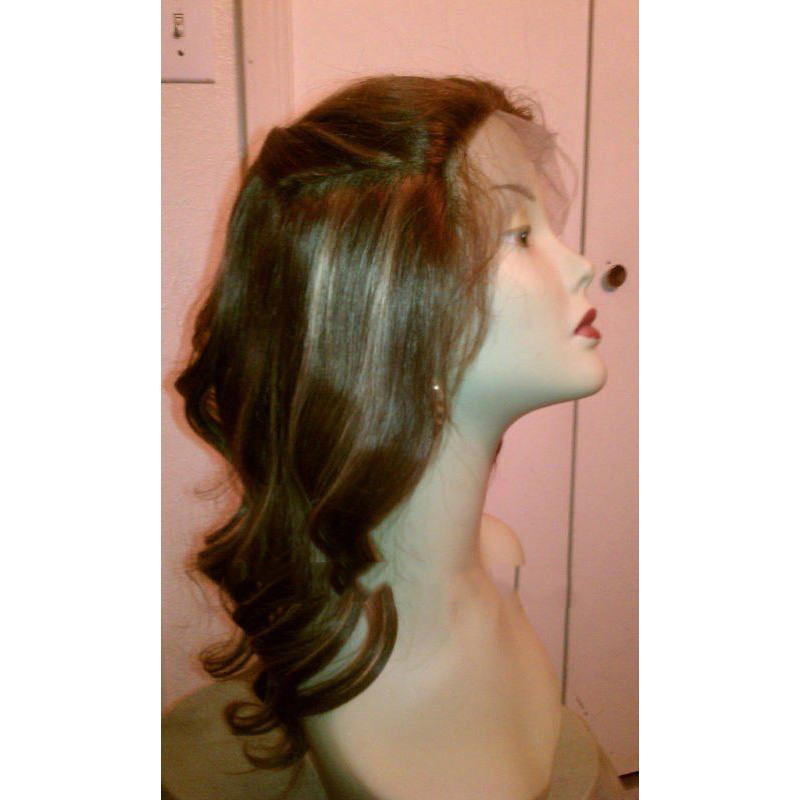 Lace Front Indian Remy Human Long Big Waves Rolled Hair Wig