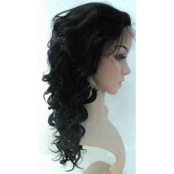 16 Inch 1B Deep Wave Sythetic Lace Front Wigs