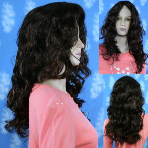 Cosplay Long Wavy Black W Auburn Highlights Wigs A12