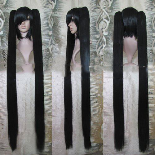 Black 2 Ponytails Vocaloid Miku Hatsune Cosplay Wig 1.2M with A Wig Cap