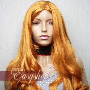 Long Curly Copper Brown Orange W212D Anime Cosplay Wig
