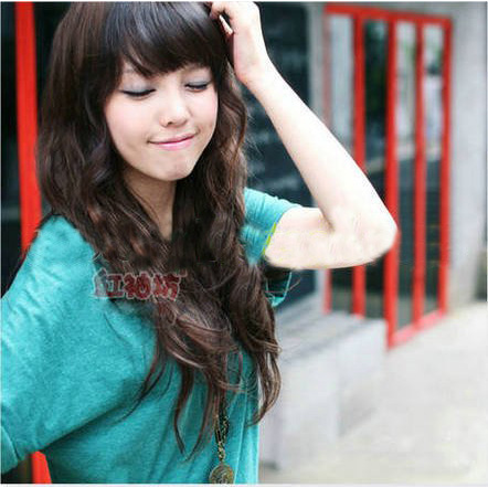 65cm Fashion Long Wavy Dark Brown Party Wigs Perfect Quality