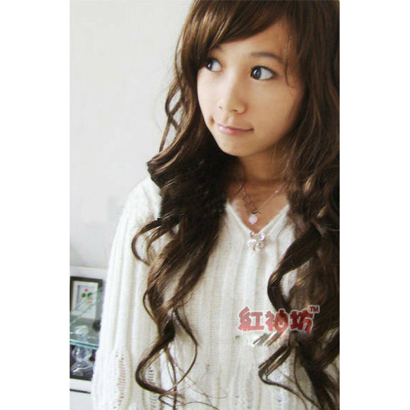 65cm Long Novelty Items Brown Synthetic Curly Wigs