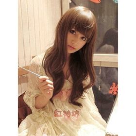65cm LW009 Long Light Brown Curly Synthetic Wigs