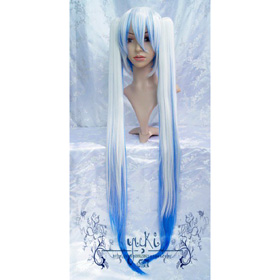 Vocaloid Hatsune White & Blue 110cm MIKU Cosplay Wig