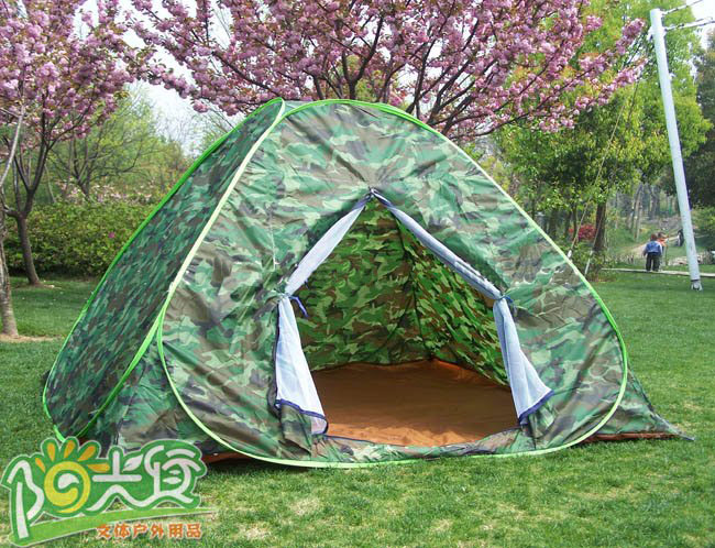 Double Single Camouflage Oxford Cloth Waterproof Windproof Tent for Camping & Hiking