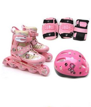 Adjustable Inline Single Row Pink Roller Skates