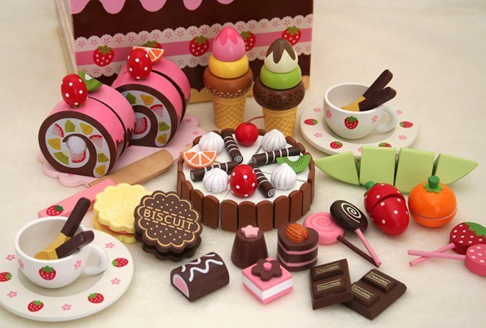 Free Shipping Kid's Brand Wood Toys-Wooden Strawberry Cake Set