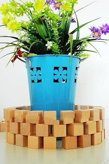 Geometric Blocks of Pure Color Wooden Square Baby Educational Tools