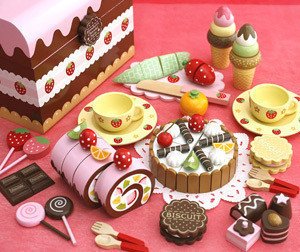Mother Garden Chocolate Party Set / Play Food Pretend Cake Set / Wood Cake