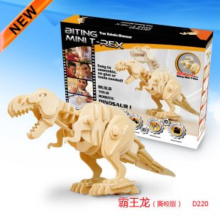 Free Shipping D220 Biting T-Rex Dinosaurs Sound Light Control Wooden
