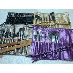 Leather AA Free Shipping New Brand Gold / Black / Silver Gray / Purple 7 Pieces Makeup Brush Sets