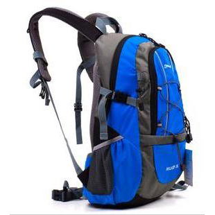 Blue Nylon With Many Buttons Hiking Backpacks