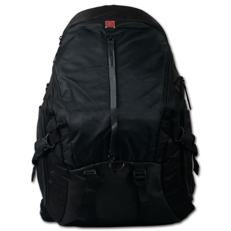 With Many Buttons Nylon Black School Backpacks