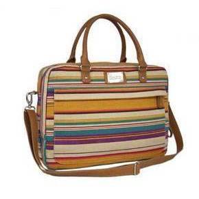 Blue & Yellow With Vertical Stripes Zipper Laptop Backpacks