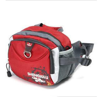 Red & Gray With Zippers Nylon Waist Bags