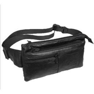 Black With Zippers Square Shape Waist Bags