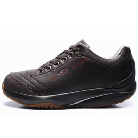 Genuine Leather Black Lace-up Women's Fitness Shoes