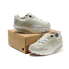 Gray Nylon & Leather Lace-up Women's Fitness Shoes