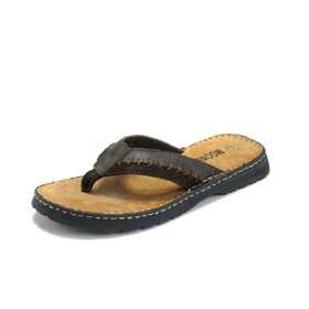 Black Leather With Many Circles Men's Flip Flops