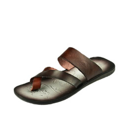 Genuine Leather Black Sandals Men's Flip Flops