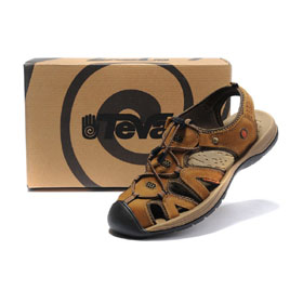 Men's Cow Leather Round Toe Lace-up Sandals