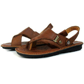 2011 New Arrive Brown Genuine Leather Flats Men's Sandals