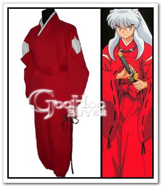 Men's Red Feudal Fairy Tale InuYasha Cosplay Costume