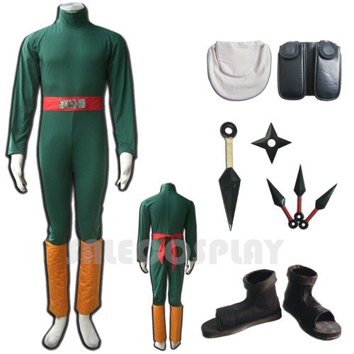 Naruto Rock Lee Cosplay Costume Outfit Uniform Cloth Full Set