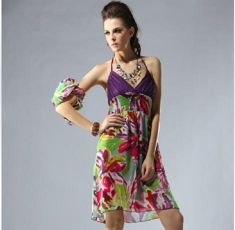 Gallus Lady Dress / Blue Broken Flower Skirt / Floral Prints Lace Trim Camisole Ivory Dress +FREE SHIPPING