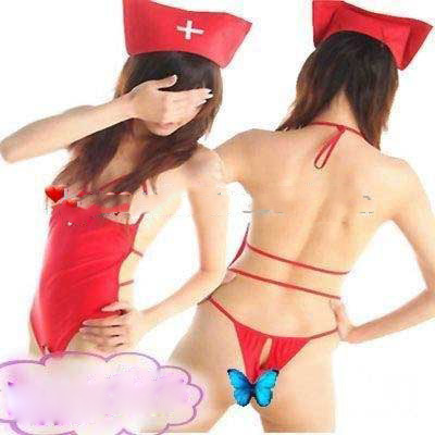 Files Open-chest Sexy Red Nurse Plays Suit the Sexy Appeal Uniform / Sexy Lingerie / Open