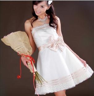 White With Bow Sleeveless Evening Dresses