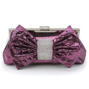 Ladie's Elegant Evening Bags with High-Volume Bow and Shinning Accessories