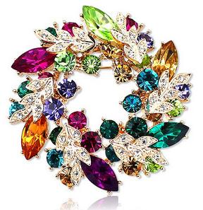 Women Various Color Crystal Brooches With Fashion Design
