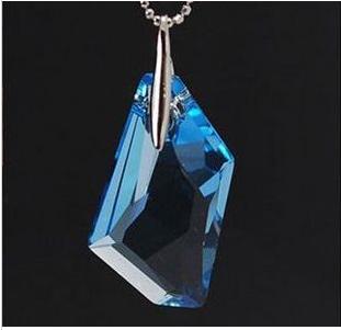 Free Shipping, Blue Crystal Necklace, Fashion Silver Necklace