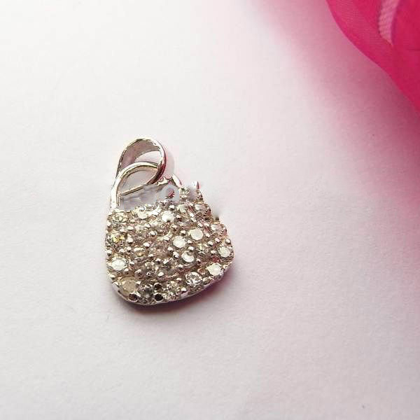 Lovely Handbag Silver Pendant 925 with Precious Stone CFN-019 Silver Necklaces
